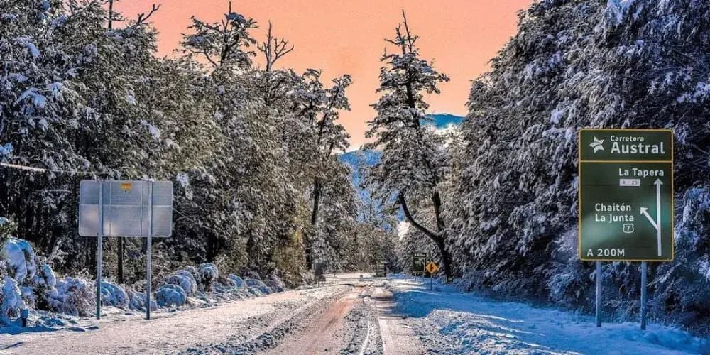 Carretera austral con nieve
